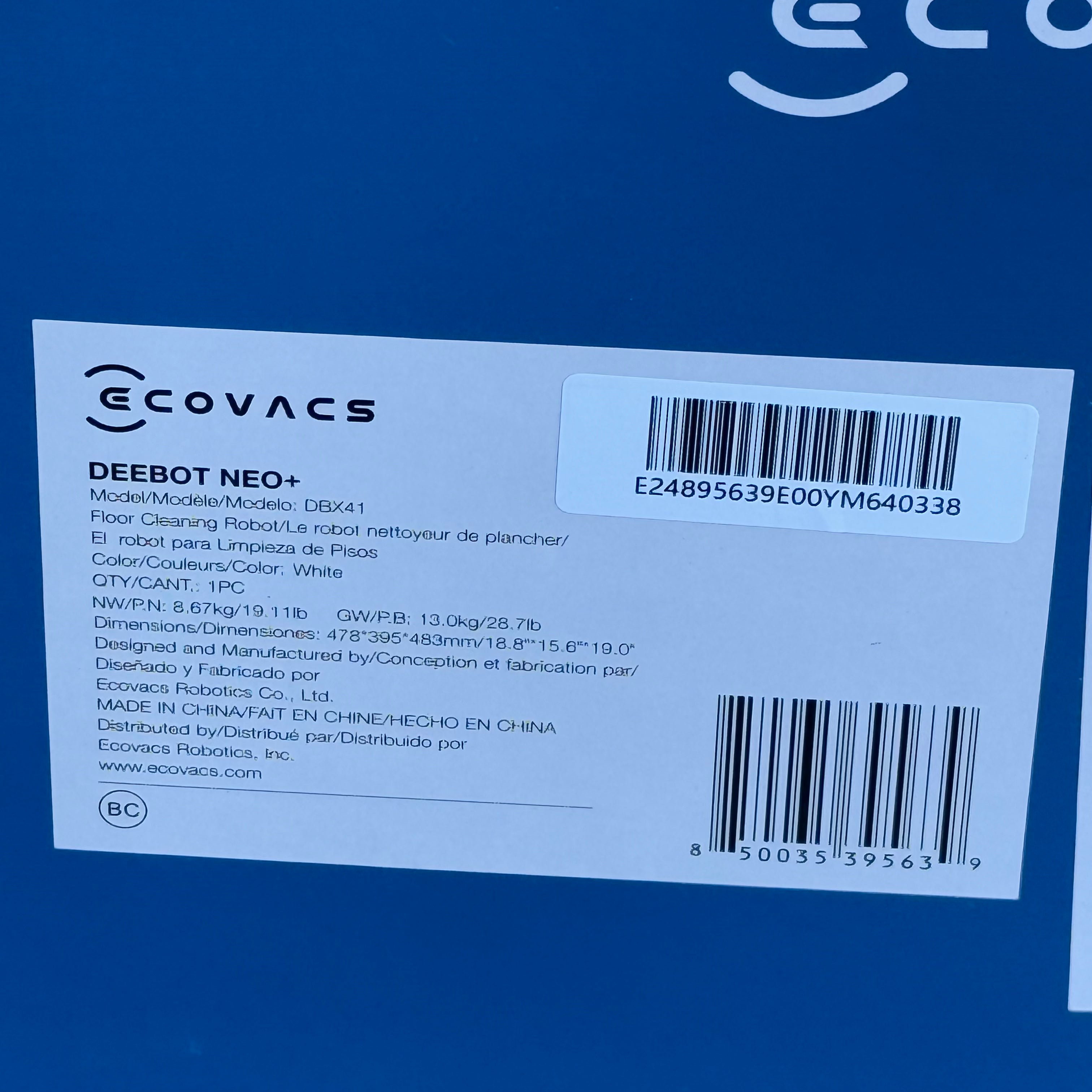 ECOVACS NEO+VACMOP ROBOT (Used) ECOVACS NEO+VACMOP ROBOT (Used)